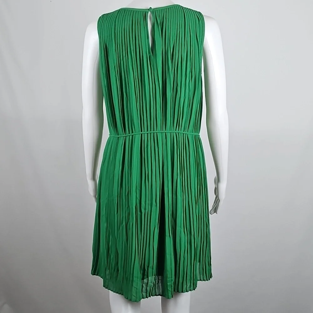 Banana Republic Forest Green Georgette Micro Pleated Sleeveless Mini Dress